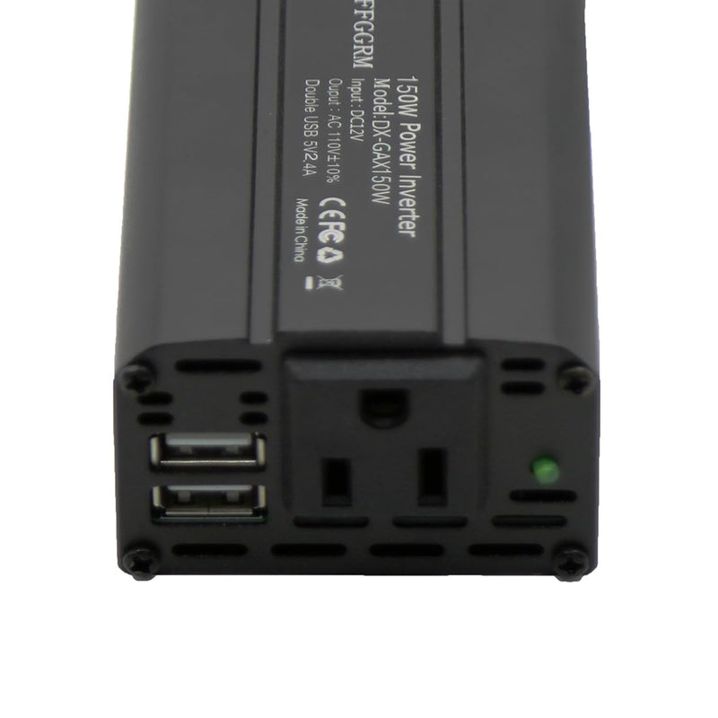 [AUSTRALIA] - 150W Power Inverter 12V DC to 110V AC Car Plug Adapter Outlet Converter with 2.4A Dual USB AC car Charger for Laptop Computer Black 
