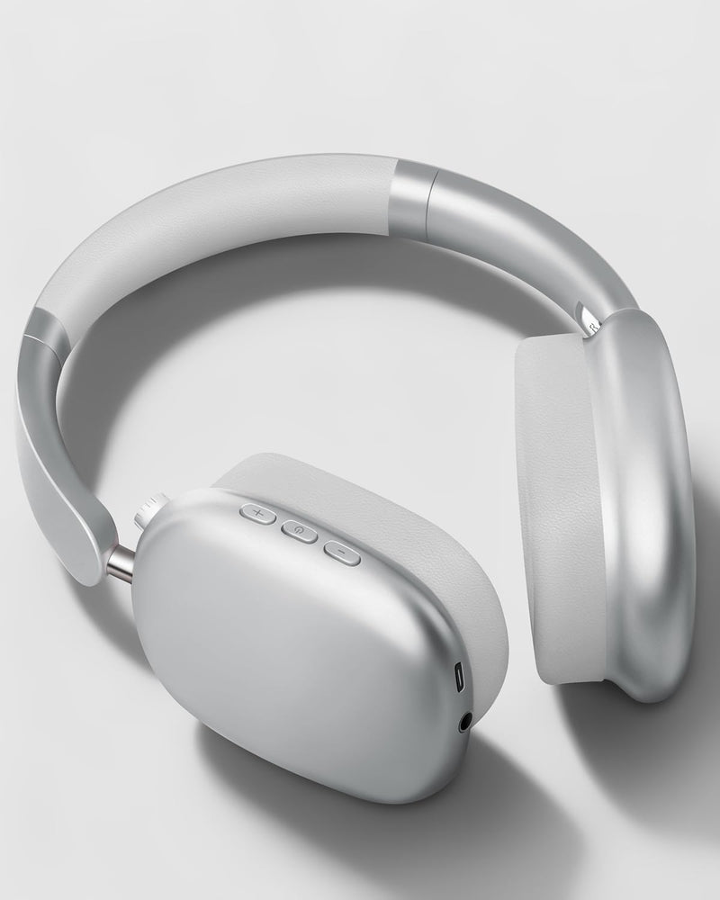 Wentronic Y01 Wireless Noise Canceling Headphones Bluetooth 5.3 Over Ear Headphones with Microphone, Hi-Res Audio, 48H Playtime, Foldable Comfortable Earpads,Compatible with iOS,Android,PC, Silver