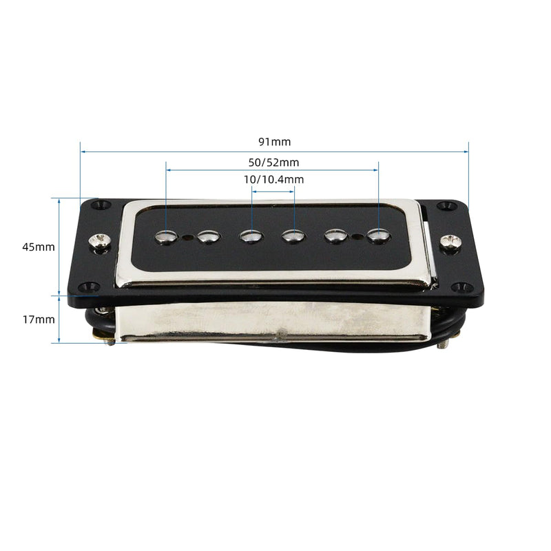 P90 Pickup Alnico 5 Single Coil Neck Bridge Pickup Set for Electric Guitar Parts Replacement(black+silver) black+silver