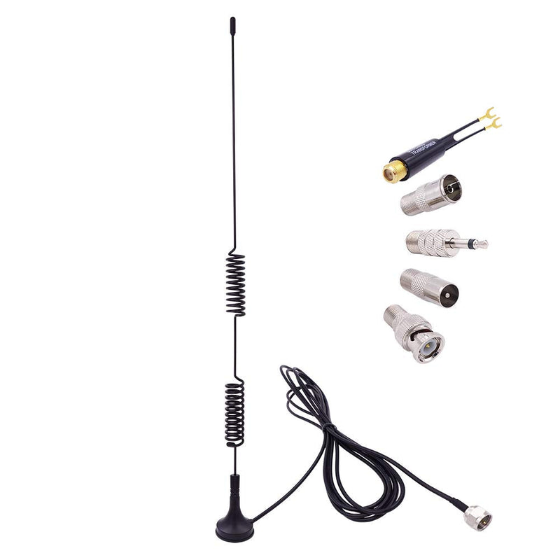 Fancasee Universal FM Antenna Magnetic Base 75 Ohm Screw F Male Plug with PAL BNC 3.5mm & 75 to 300 Ohm Adapter Connector Coax Coaxial Cable FM Radio Antenna for AV Home Stereo Receiver Indoor