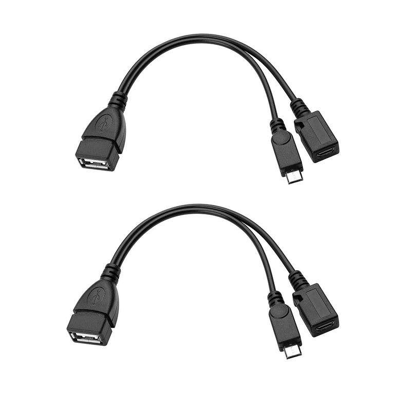 OTG Cable for TV Stick 4K/Max/Lite/Cube, Playstation Classic, SNES Mini, Micro USB Host OTG Adapter with Power (2-Pack) 2-Pack