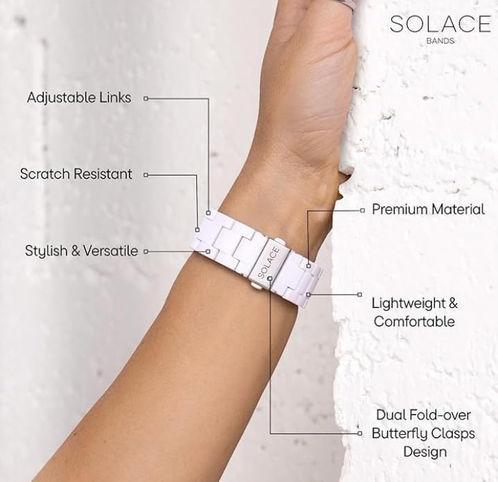 Solace Bands Lightweight Perma Watch Band - Universal Fit for Apple Watch Bands for Women & Men, iWatch Bands for 38mm 40mm 41mm 42mm 44mm 45mm 49mm Ultra, SE, Series 11 10 9 8 7 6 5-1 (Matte Solid) Powderflower 38/40/41/42/44/45mm