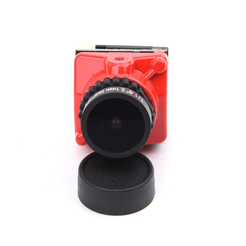 1800TVL FPV Camera Mini 2.1mm Lens 1/1.8 Camera 5V-40V PAL/NTSC Camera with OSD Internal Adjustable for RC FPV Racing Drone（Red） Red 1800TVL