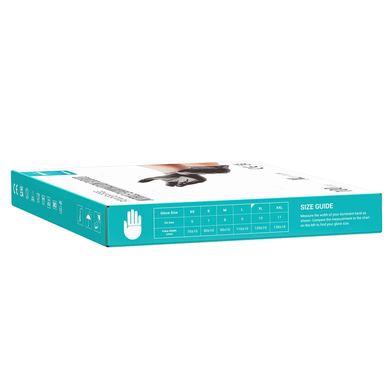 EUROPAPA® Nitrile Gloves, Box of 100, Disposable Gloves, Examination Gloves, Powder–Free, Latex, Non–Sterile, Latex Free, Disposable Gloves (XL, Black) XL