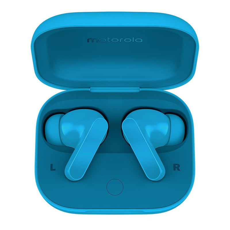 Motorola Moto Buds Bass XT2443-1 Dynamic ANC, Triple Microphone Array, Bluetooth 5.3, IP54 Water & Dust Resistant, Dolby Atmos Audio - (Blue Jewel)