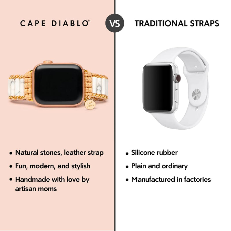 Cape Diablo Heavenly Howlite Handmade Smart Watch Bracelet for Women - Beaded Smart Watch Bracelet for Apple Models 4, 5, 6, 7, 8, 9, SE - 38mm/40mm/41mm/42mm/44mm/45mm One size