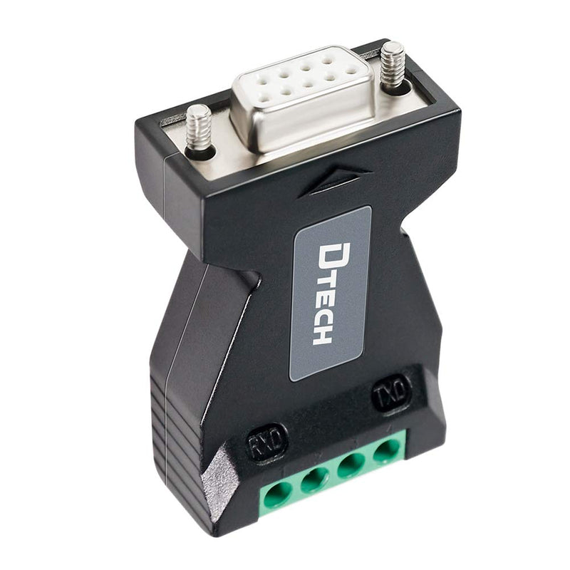 DTECH RS232 to RS485 Converter Serial Adapter with 4 Position Terminal Block for Long Haul Data Communication Supports 600W Anti-Surge