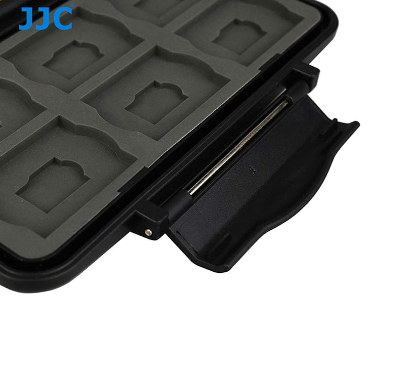 JJC MC-SDMSD24 Ruggard SD Card Case, Micro SD Card Case, Water-Resistant Case for SD Micro SD Cards, Rubber Sealed Ergonomic Locking Easy Carrying Memory Card Case Fits 12 SD 12 Micro SD Cards Black SD Card + Micro SD Card