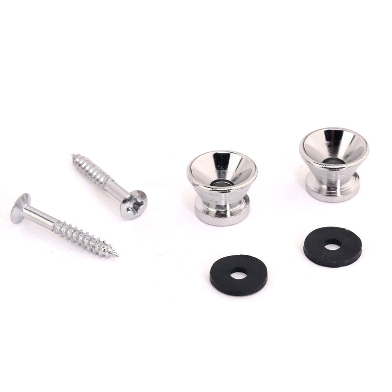 Musiclily Metal Guitar Strap Buttons End Pins for Acoustic Classical Electric Guitar Bass Ukulele,Chrome(Pack of 4) Chrome