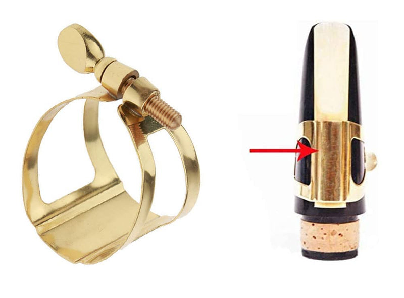 [AUSTRALIA] - Brass Sax Ligature Tenor Saxophone Mouthpiece Ligature Fastener - Gold Plated 