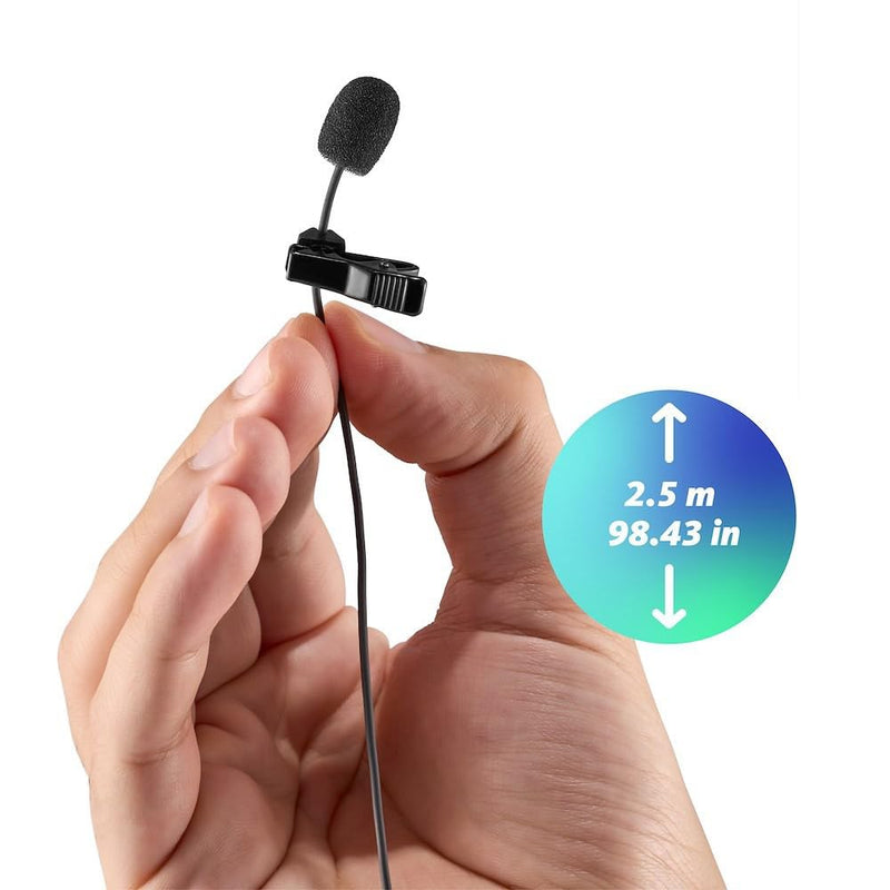 Joby Wavo Lav PRO Professional Lavalier Microphone Omnidirectional Wearable with Pro-Grade Miniature Capsule, for Cameras, Easy Clip-On System, Vlogging, Live Streaming, 2.5 m Long Cable, Black Standard