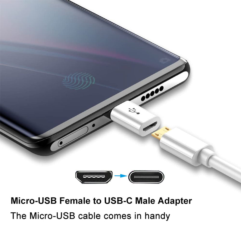 Adapter Micro USB to USB C (4 Pack), Micro-USB Female to USB-C Male OTG Adapter Compatible with Samsung Galaxy, LG, Huawei, Type-C Phones, Tablets and More (2 Black and 2 White)