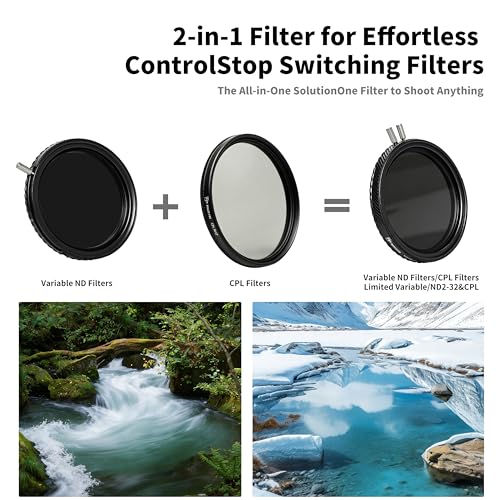 2-in-1 77mm ND2-ND32 Variable ND &CPL Filter for Camera 77 VND-CPL