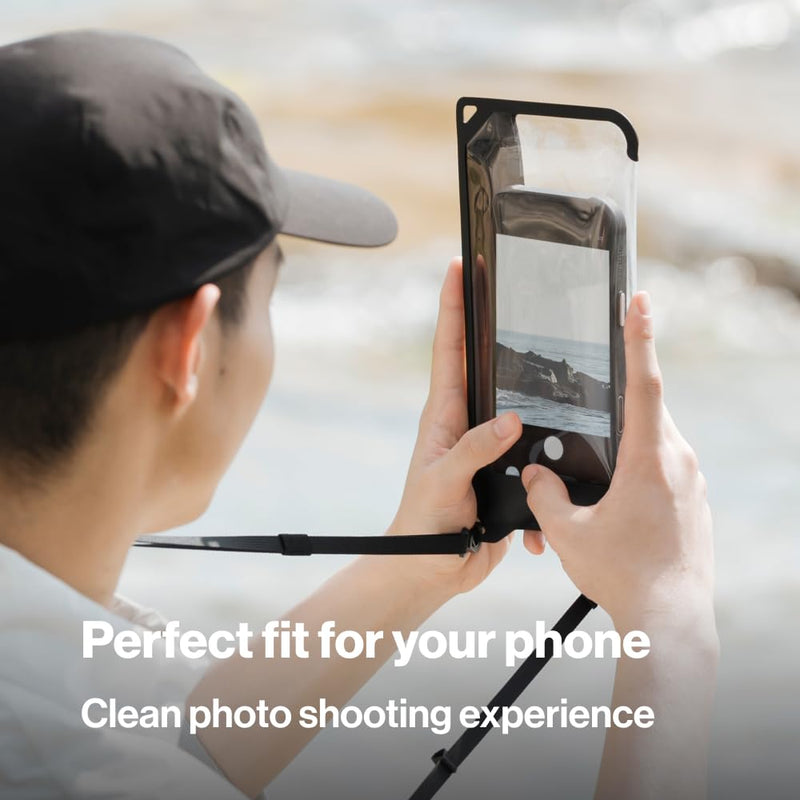 bitplay AquaSeal IPX8 2 Way Waterproof Phone Pouch, Outdoor Dry Bag with Adjustable Lanyard for Universal Phone Case, Horizontal and Vertical Wear, Cement Grey Dual-Orientation
