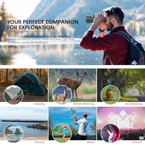 Monocular Telescope HD 10x50 BAK4&FMC Waterproof Gift for Adults Men