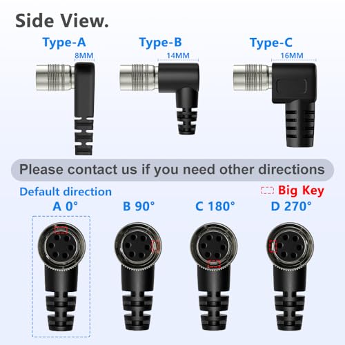 Alvin's Cables HR10A-7P-6S Hirose 6 Pin Female to Open End Power I/O Cable for Sony CCD, Basler, Keyence, Cognex, Baumer, Hikvision Industrial Camera, High Flex Shielded C-Type 32.8ft/10m Right angle 6 Pin C-Type