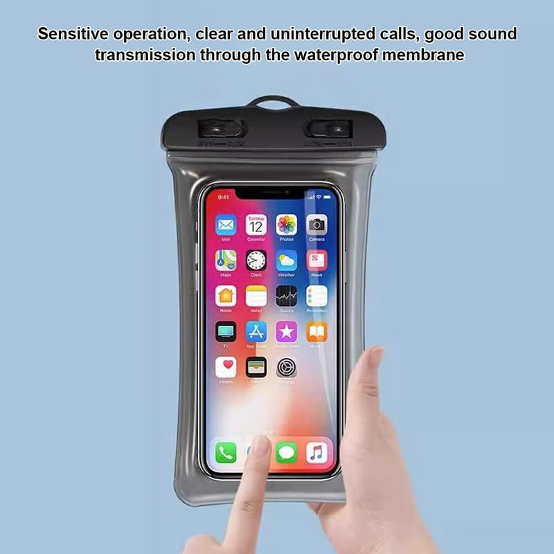 2pcs Waterproof Phone Pouch, Beach Accessories, Dual Lock Sealed Transparent Touchscreen Dry Bag for Swimming Rafting Fishing (Black, Whtie)