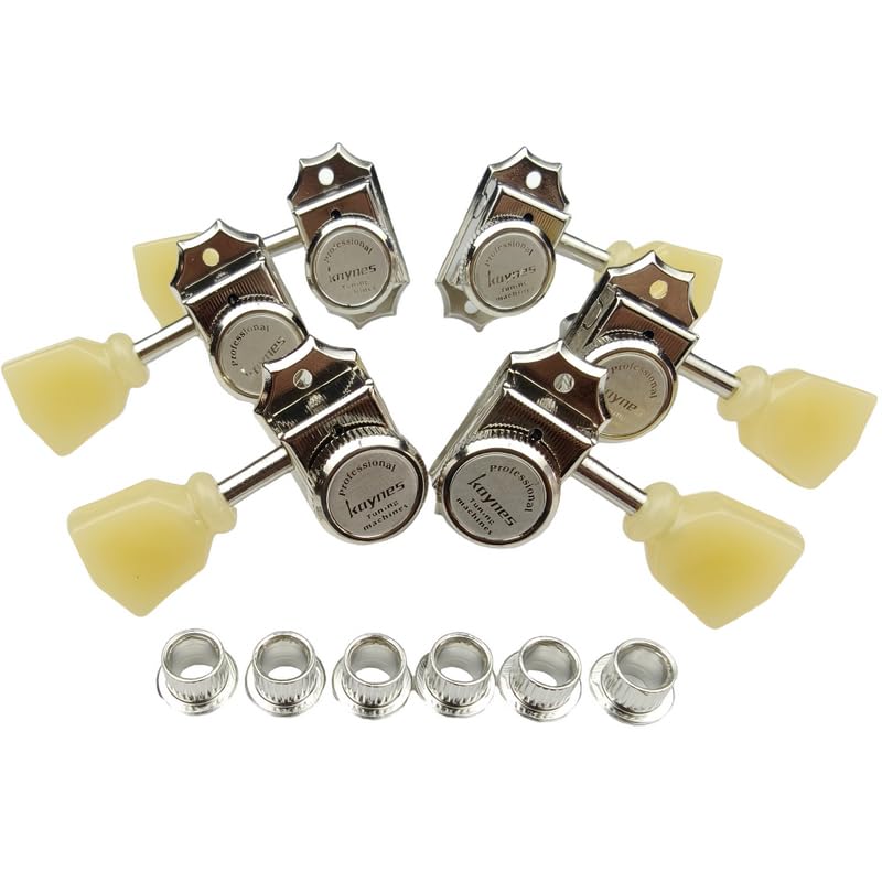 Kaynes 3x3 Guitar Lock String Tuning Pegs – Nickel Silver Vintage Deluxe Style Locking Tuners Keys Machine Heads Tuners for Les Paul LP SG Style Electric or Acoustic Guitar (Nickel)