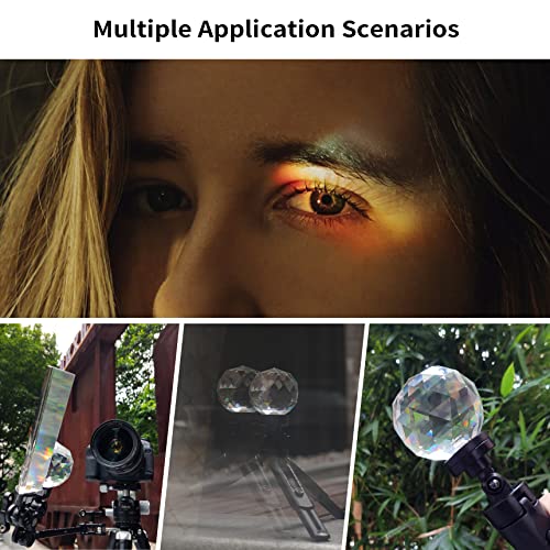 Meking 3pcs Photography Prism Set with Mini Tripod, Optical Crystal Prism Transparent style