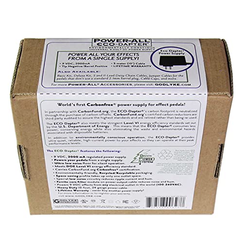 Godlyke Eco-Dapter Guitar Effects Pedal Power Supply (PA-9ECS), Black