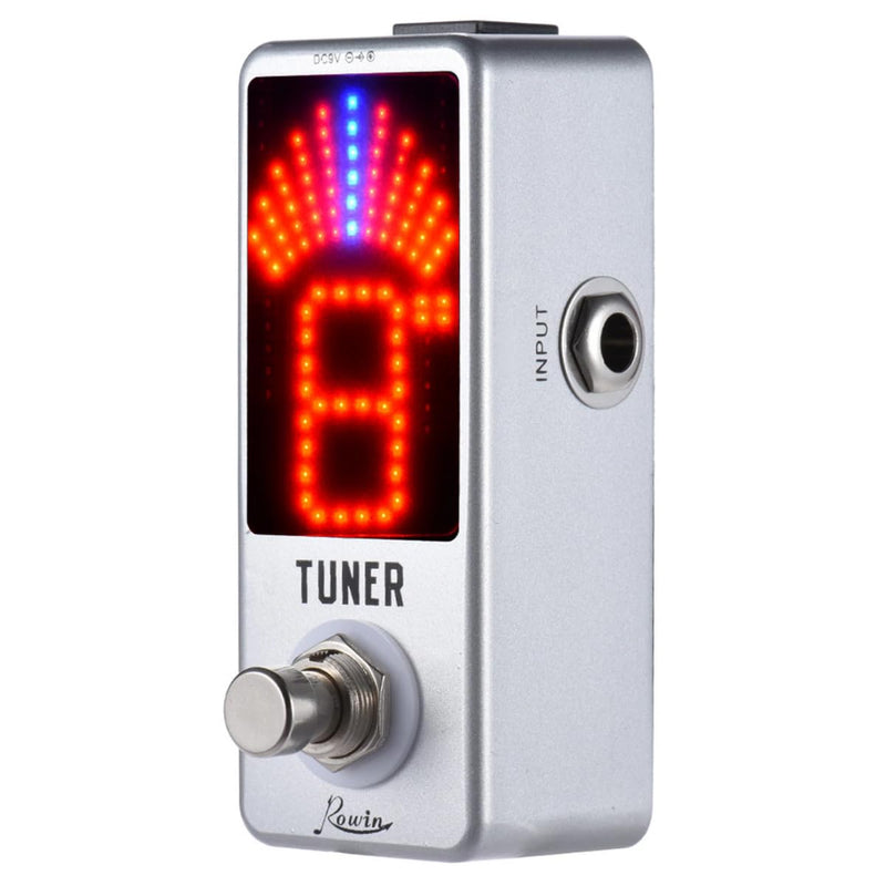 Rowin High Precision Guitar Chromatic Tuner Pedal Ture Bypass Silver