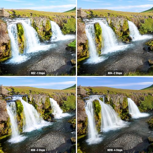 Neewer 55mm ND Lens Filter Kit: ND2 ND4 ND8 ND16, Lens Cleaning Pen, Neutral Density Filter Pouch and Accessory Kit Compatible with DSLR Cameras
