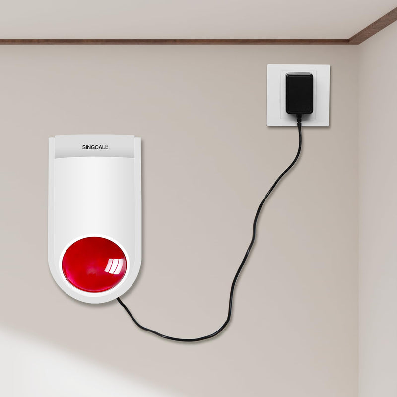 [AUSTRALIA] - Remote Emergency Strobe Siren Alarm Kit Waterproof Outdoor Loud Panic SOS Warning System for Business Home Shop Hotel School 300ft 1 Red Flashing Siren+ 2 Call Buttons 