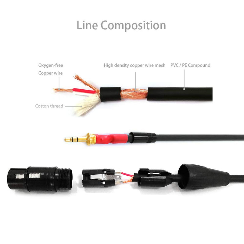 NANYI 3.5mm (1/8 Inch) TRS Stereo Male to XLR Female Interconnect Audio Microphone Cable, Suitable for iPod, Mobile Phone, Active Speakers, Stage, DJ, Studio Audio Console, (10M(32FT)) 10M(32FT)