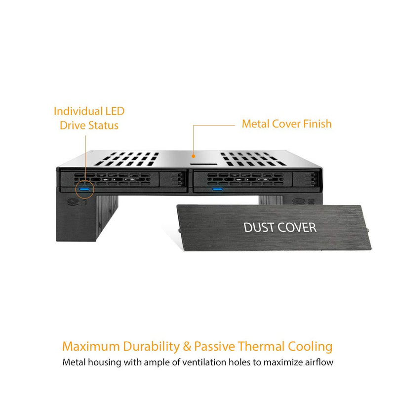 ICY DOCK 2 Bay 2.5 SAS/SATA HDD/SSD Mobile Rack + 3.5" Slot for External 5.25" Bay | ExpressCage MB322SP-B
