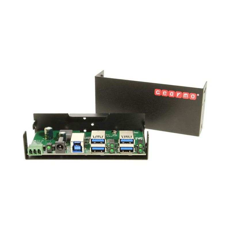 Gearmo 4 Port USB Hub, 5Gbps, Industrial Mountable Metal Enclosure w/15KV ESD Protection, USB 3.2 USB Hub Data Transfer (12V/2A Power Adapter Included) Hub + Power Supply