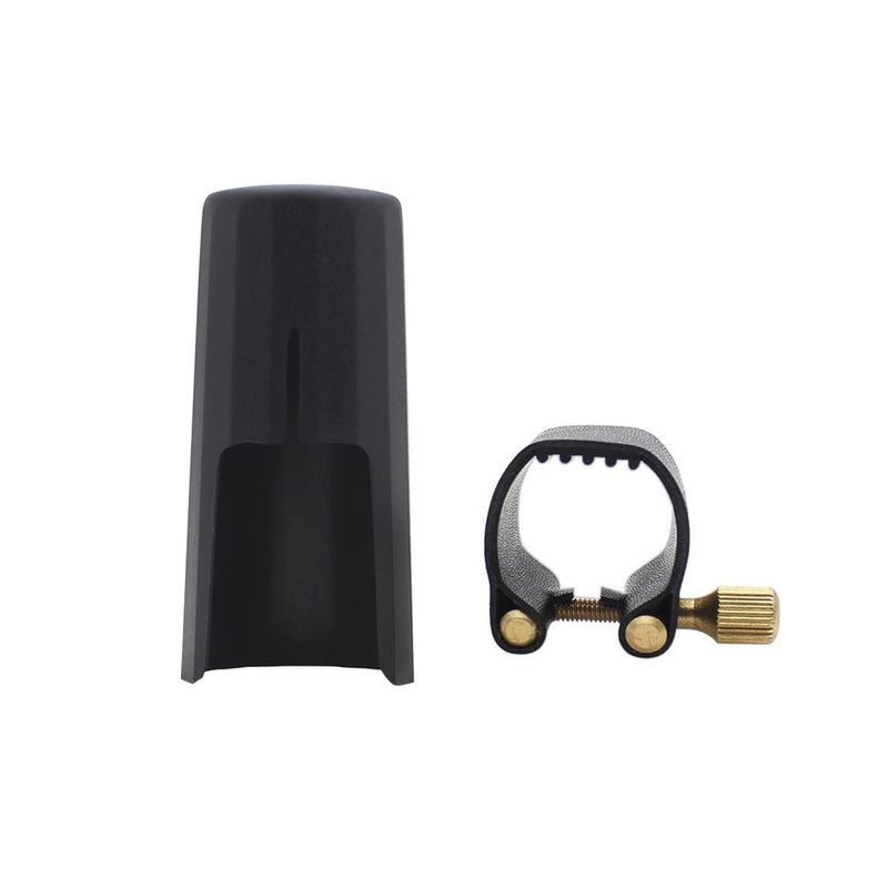 [AUSTRALIA] - PU Leather Alto Saxophone Ligature Clip Fastener with Saxophone Mouthpiece Plastic Cap For Alto Sax Saxophone 