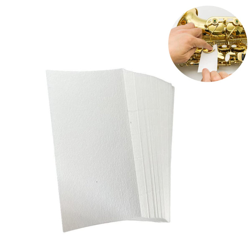 100 Sheets Saxophone Cleaning Paper Woodwind Mouthpiece Pad Anti-Sticky Button Drying Absorbent Cleaner Papers for Sax Flute Clarinet Oboe Bassoon Maintenance