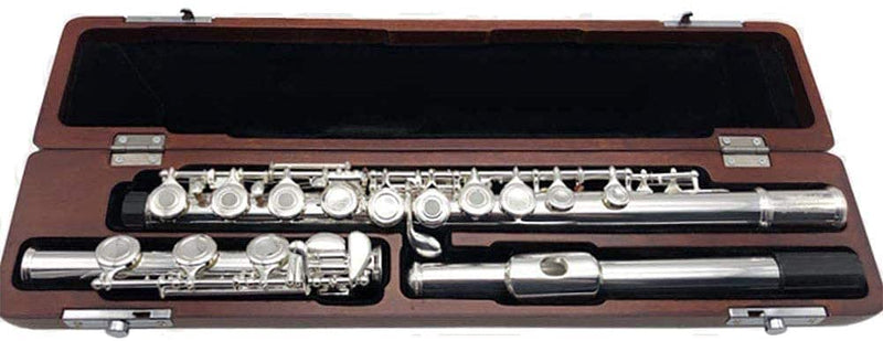 with B foot Hardwood Flute Case 17 hole flute Storage Box for Metal Flute Protect Carry flute