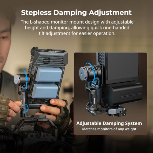 SmallRig L-Shaped Monitor Support for Vertical Shooting with NATO Rails, Stepless Damping 360° Adjustment, Support 5” and 7” Field Monitor - 6315