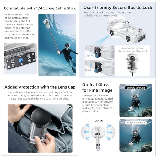 Waterproof Dive Case for Insta360 X5 (60m/196ft)