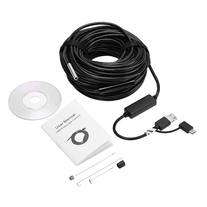 USB 2.0 Endoscope, Akozon 3-in-1 Endoscope Inspection Camera 5.5 mm - 20 m Snake USB 720p Megapixel HD IP67 Waterproof Snake Camera 6 Adjustable LED Light for Smart Android Tab