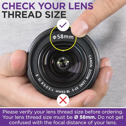 Altura Photo 58mm Wide Angle Lens with Macro for Canon Rebel T7, T6, EOS