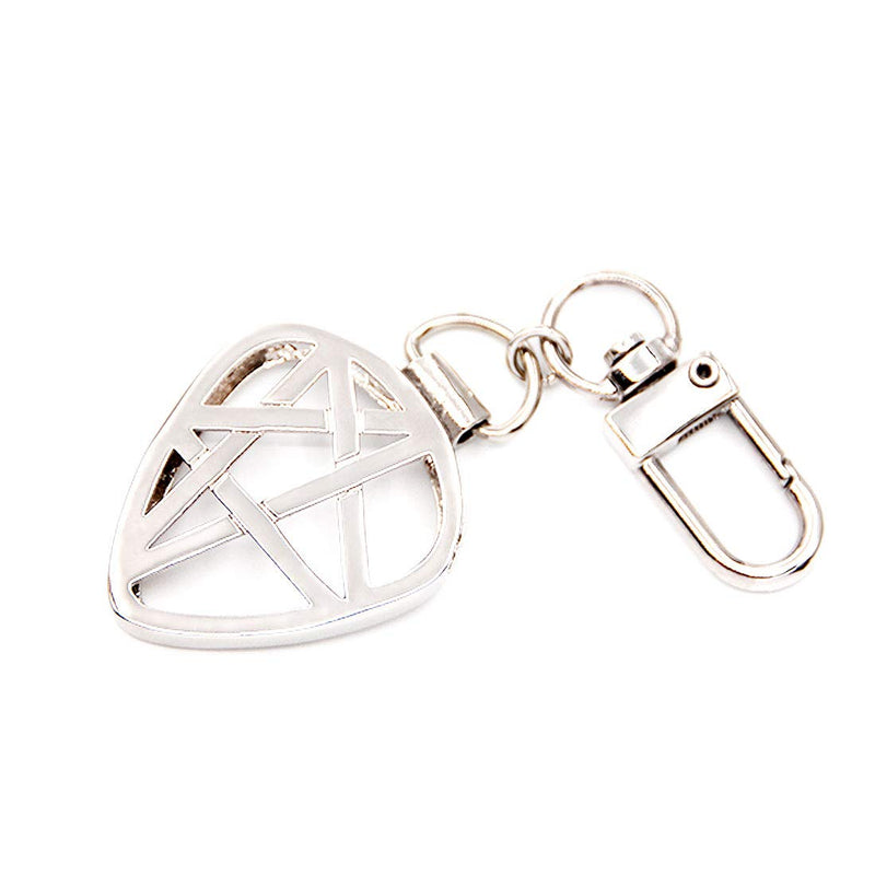 Star Shaped Guitar Pick Holder Keychain for Guitarists (Silver) Silver