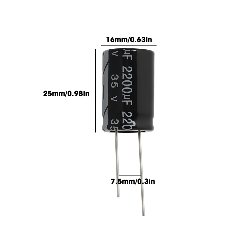 OTOTEC 2200uF 35V Aluminium Radial Electrolytic Capacitors 16 x 25 mm RM7.5 105°C Pack of 10