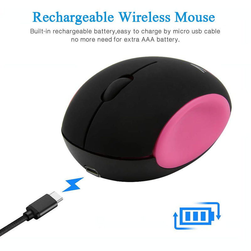 3C Light 2.4GHz Wireless Mouse Cute Small Silent Mouse Portable Mini Rechargeable Optical Mice Cartoon Computer Mouse 3 Buttons Cordless Mouse for Laptop Desktop PC Notebook (Red) Red