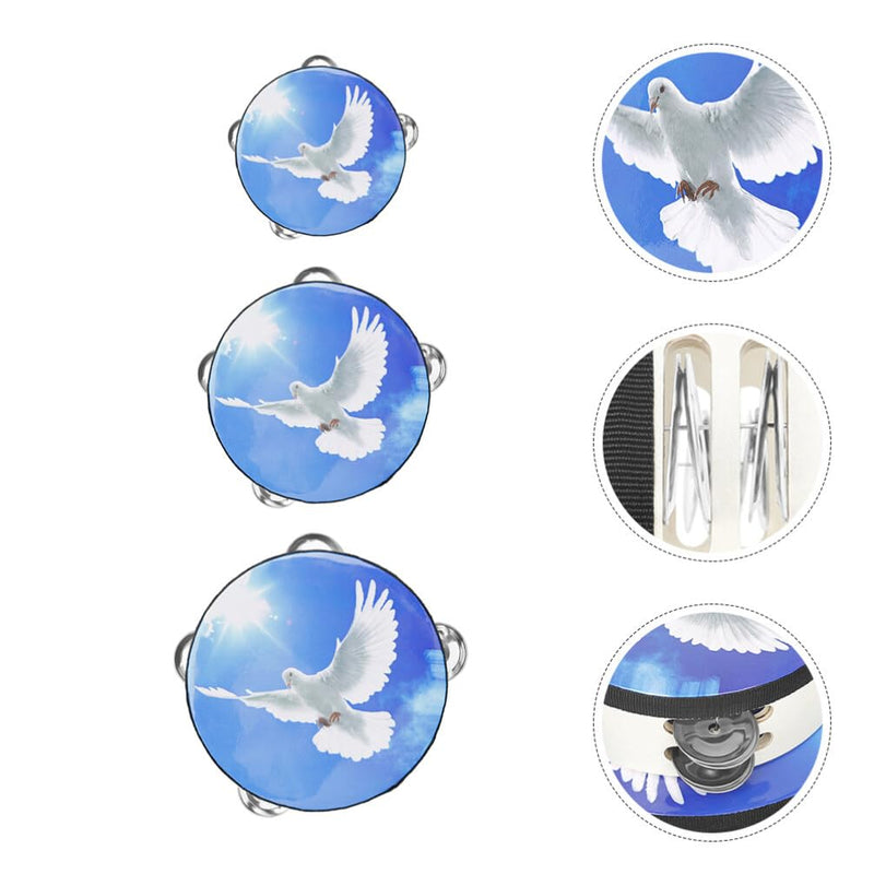 UPKOCH 3pcs Kids & Adult Tambourine Set -6'',8'', 10" Handheld Percussion Instruments with Double Row Jingle, Perfect for Beginners, Music Classes, and Parties