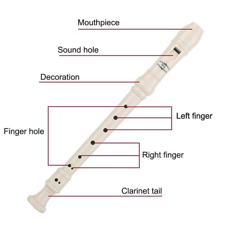 Glory Soprano Recorder Instrument for Beginner, German Fingering C Key Recorder Instrument,Beige Beige