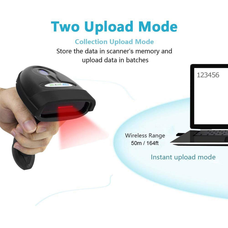 NETUM Wireless Barcode Scanner, 2 in 1 2.4G Wireless & USB Wired 1D Laser Barcode Reader Handheld Bar Code Reader Cordless Rechargeable Bar Code Scanner for Computer MAC Laptop (NT-1698W) NT-1698W