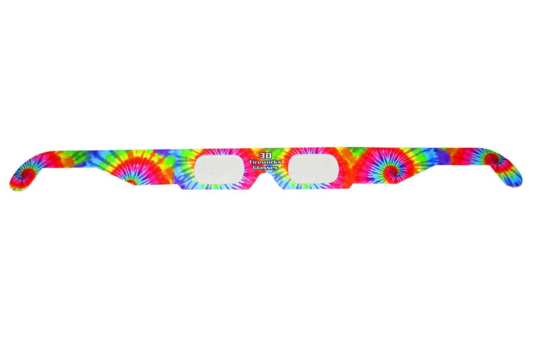 Fireworks Diffraction Prism Glasses - Trippy Tie Dye and Rave Waves Frame Designs - 50 Paper Glasses Total - See Rainbow Bursts of Color From Prismatic Lenses