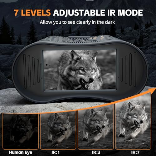 Night Vision Goggles, 4K HD Night Vision Binoculars with 7X Digital Zoom, 3'' HD Screen & Rechargeable Battery for Camping & Security, with 32GB TF Card for Photos and Videos, Gifts for Men Him Dad