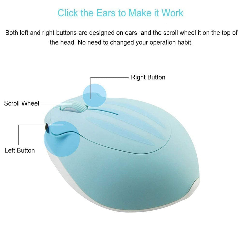 CHUYI Animal Cartoon Hamster Shape Mini Travel Wireless Mouse 1200DPI Portable Optical Small Cordless Mice for Computer Laptop PC (1 Blue, 1 Pink)