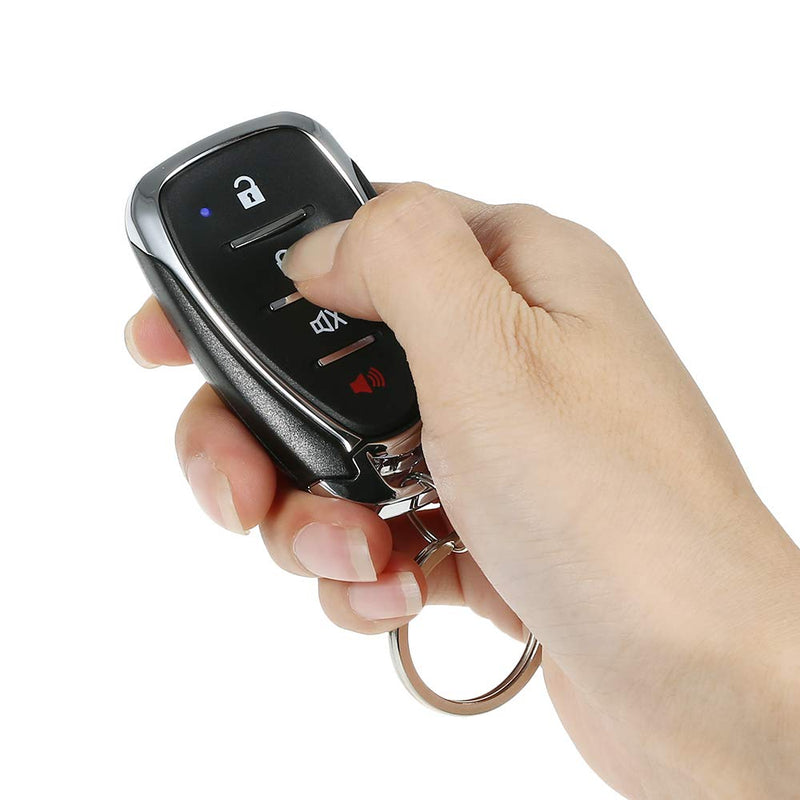 Shkalacar Car Keyless Entry System, Car Security System Burglar Alarm Protection, Anti-Theft System with 2 Black Button Remote Control + Siren+Main Control Unit+Shock Sensor+Wiring Harness