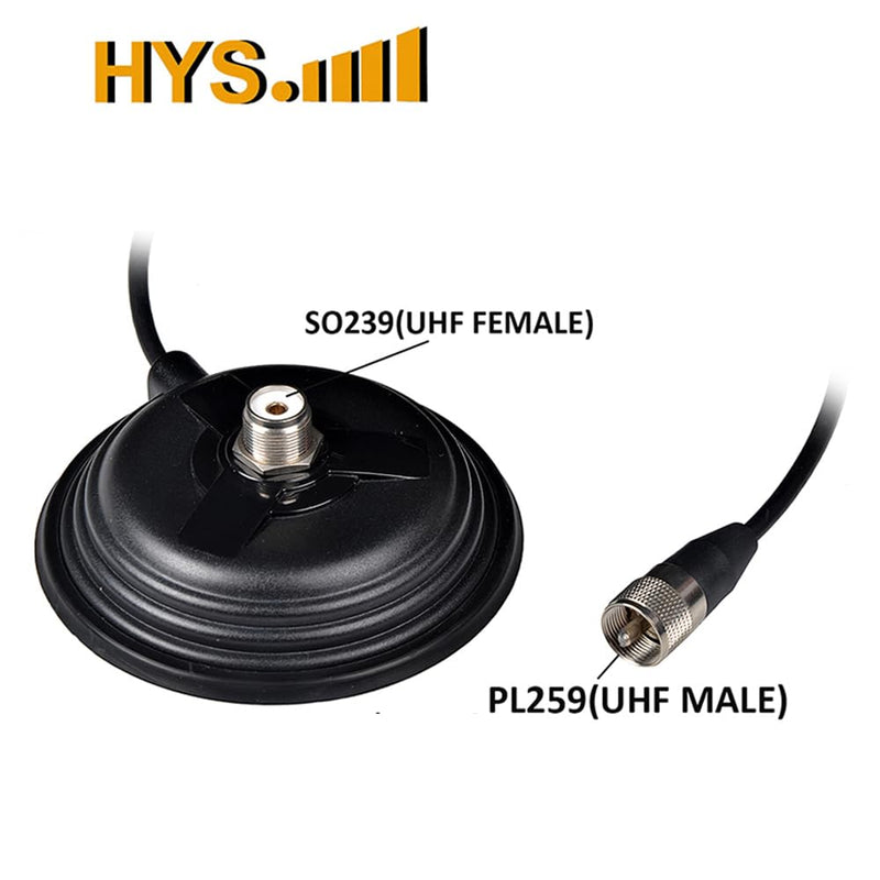 [AUSTRALIA] - HYS TC-110M CB/VHF/UHF/HF Ham Radio Antenna Magnet Mount SO-239 Connection Style W/5M(16.4ft) RG58 Coaxial Cable PL-259 Plug 