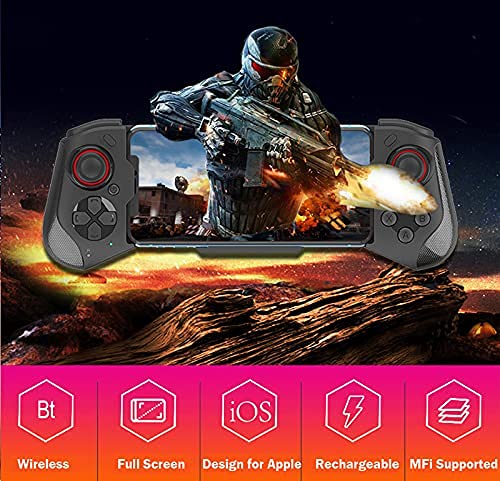 Wireless Controller for iPhone X/11/12/13/iPad/MacBook, Bluetooth Gamepad Joystick for Apple Arcade MFi Games, Cloud Gaming, Genshin Impact, Call of Duty Mobile -Direct Play [for iOS 13.4+ System] Black