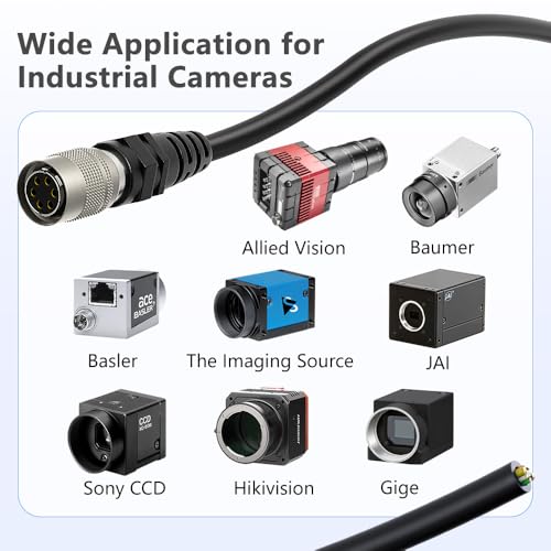 Alvin's Cables HR10A-7P-6S Hirose 6 Pin Female to Open End Power I/O Cable for Sony CCD, Basler, Keyence, Cognex, Baumer, Hikvision Industrial Camera, High Flex Shielded 3.3ft/1m 39.7in/1m Straight 6 Pin